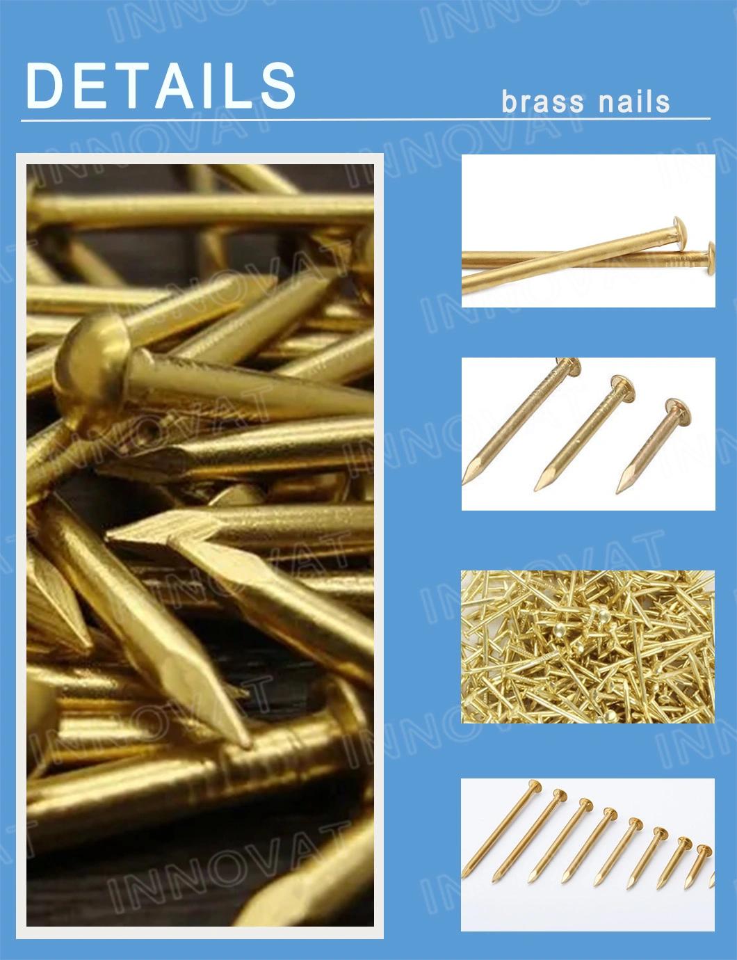 Dia 1.2mm-3mm Pure Copper Nail Round Head Brass Nail Drum Nail for Wooden Furniture Hot Sale Frame Accessories Flat Round Head Copper Brass Nail for Musical