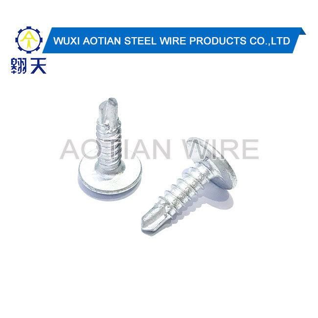 Good Quality Size 4.2X19mm Modified Phillips Button Head White and Blue Zinc Plated Self Drilling Screws