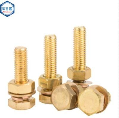 M6X25 Brass Fasteners Hex Bolt with Full Thread ANSI /DIN933
