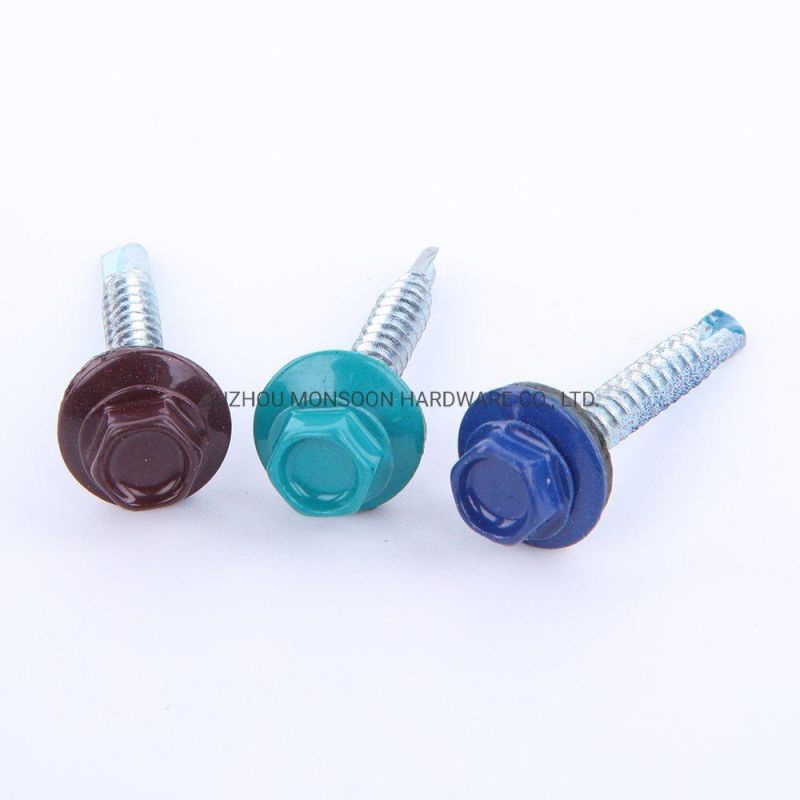 Colored Hexagon Painted Head Color Self Drilling Screw with Washer Bolts Fastener