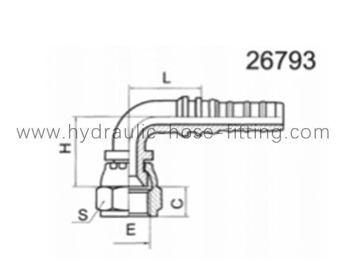 Interlock 90° Jic Female 74° Cone Seat Hydraulic Flange Hydraulic Hose Ends