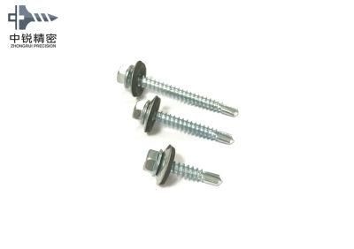 4.8X19mm DIN7504K Hex Head with EPDM Washer Bright Zinc Plated Self-Drilling Screws