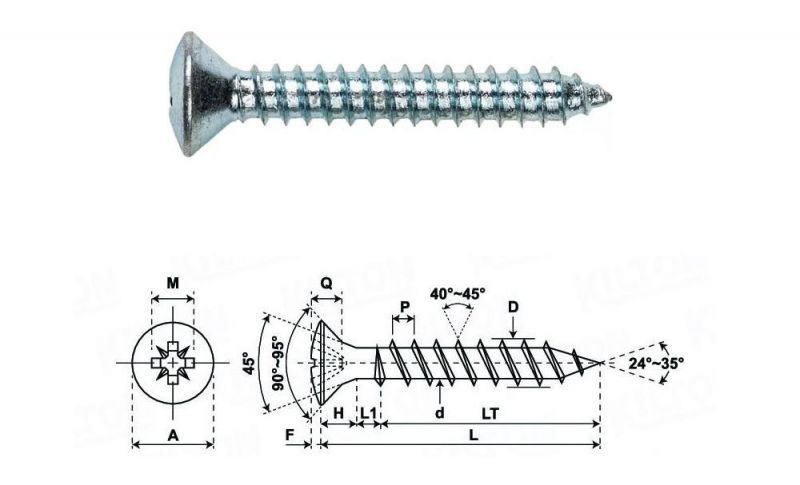 Recessed Oval Head Self Tapping Sheet Metal Screw