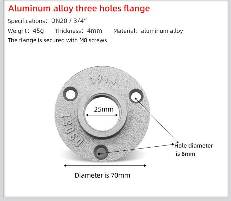3/4" Silver Aluminum Decorative Pipe Fitting Floor Flange