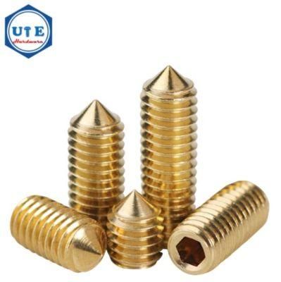 Grub Set Screws Brass Headless Thread Hexagon Socket DIN914 Cone-Point Set Screws