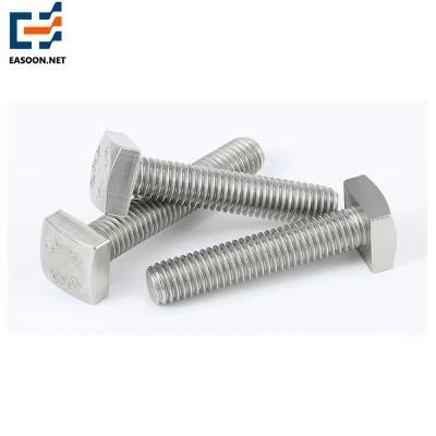 Square Head Bolt Stainless Steel 304 M8 M6 Square Bolt A2-70 Square Screw ASME/ANSI B18 T Bolt GOST Standard T Head Bolt with Nut and Washers