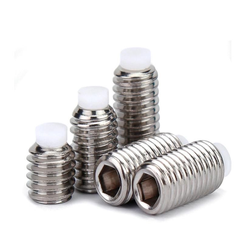 Stainless Steel All Size Flat Silver Plated Set Ss Nylon Tip Grub Screw