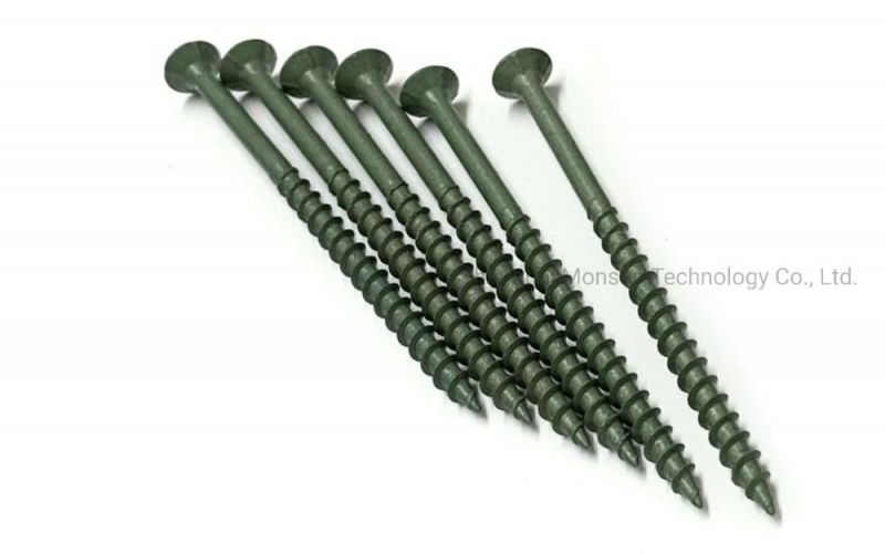 Green Coated Flat Head Treated External Fasteners Hardware Decking Screw Made in China