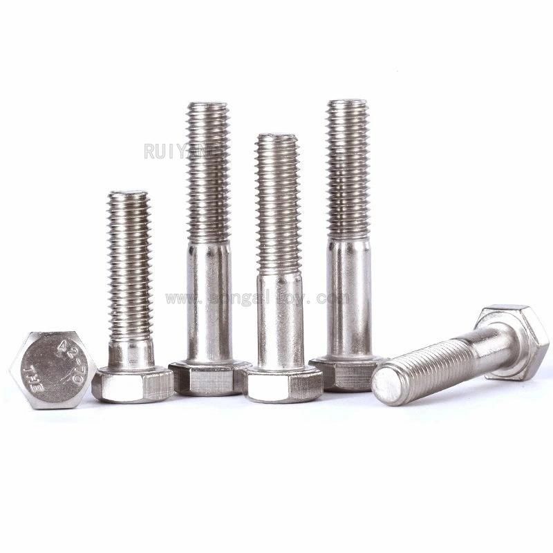 DIN 931 Gr1 Titanium Hexagon Head Bolt-Strength Shank-Half Thread