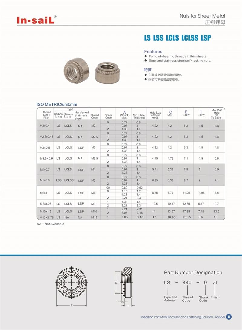 China Fastener Supplier Internal Threaded Self Clinching Nuts for Plate
