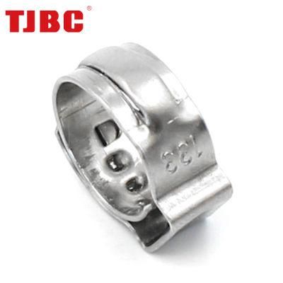 304ss Stainless Steel Pipe Tubing Clamp Single Ear Round Ring Safety Stepless Hydraulic Air Hose Clamp, Spring Hose Clips, 34.9-38.1mm