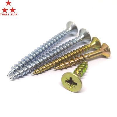 Angola Tanzania Colombia Market/Ot Sale Carbon Steel Chipboard Nail Yellow Zp Ecological Plate Nail Self Tapping Screw Factory Supply