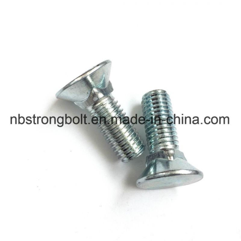 Flat Head Square Neck Screw with White Zinc Plated/Customized Flat Head Screw