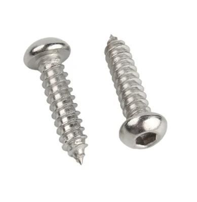 Stainless Steel 304 Button Head Hex Socket Wood Screws, Inner Hexagon Drive Round Head Self Tapping Screws