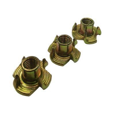 Carbon Steel Grade 4.8 8.8 10.9 Zinc Plated Yjt 8965 DIN1624 Furniture T Nut Four Claws Nuts 4 Prongs Nut
