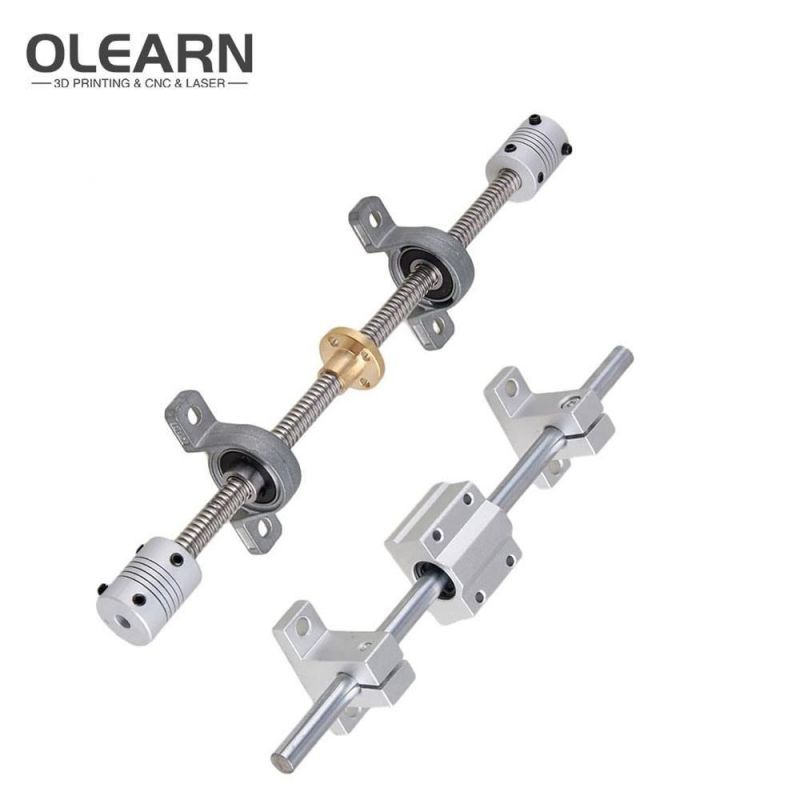 Olearn 500mm Horizontal Optical Axis & Flexible Shaft Coupling & 8mm Lead Screw Dual Rail Shaft Support Pillow Block Bearings