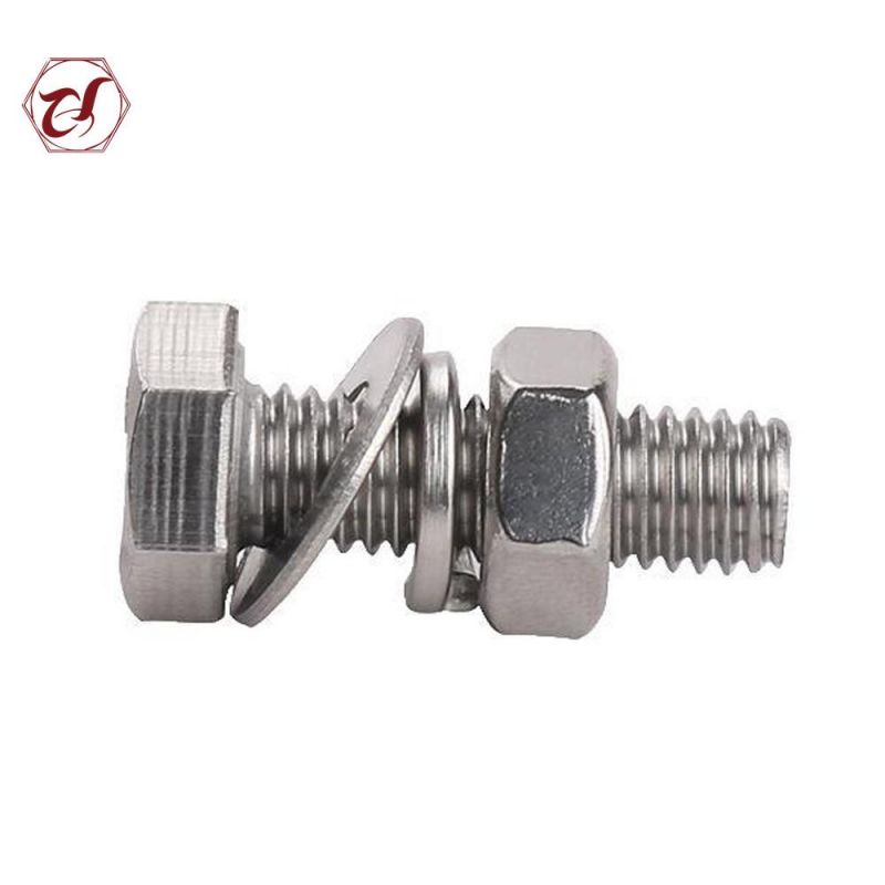 Stainless Steel Hex Bolt DIN933 Full Thread 304 Hex Bolt with Nut and Washer