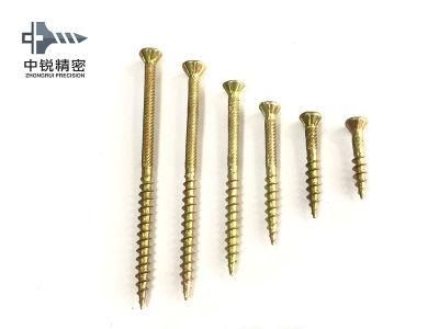 3.5X13mm Chipboard Screws Hardened Flat Head Bright Yellow Zinc Plated Partially Threaded Chipboard Screw