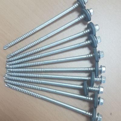 Indented Hex Washer Head Double Thread Bonded Washer Sandwich Panel Self Drilling Screw