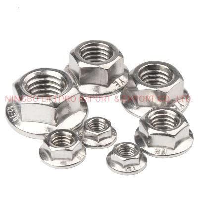DIN6923 Ss201 SS304 SS316 M6 M7 M8 M10 Large Hex Flange Nut with Serrated