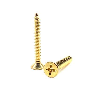 Carbon Steel Plated Brass Countersunk Head Phillips Self Tapping Screws