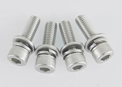M6-M8 Stainless Steel Knurled Cup Head Hexagon Socket Triple Combination Screw with Cylindrical Head