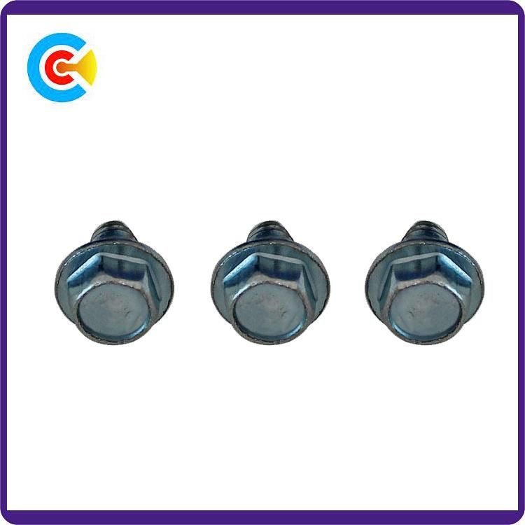 Carbon Steel Galvanized Hexagonal Flange M6 Non-Slip with Self-Tapping Screws