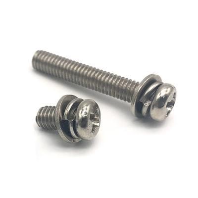 Pure Brass Round Head Galvanized Screws Flat Spring Washer Combination Flat Washer M3