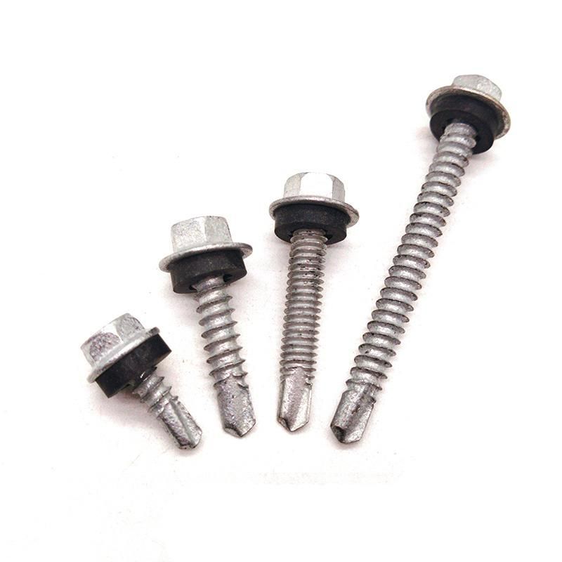 Zinc Plated Hex Flange Head Self-Drilling Screw with EPDM Washer