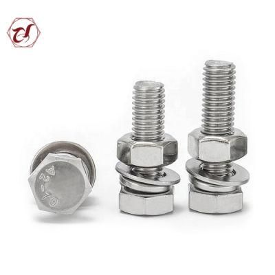 Stainless Steel 304/316 Hex Head Bolts with Washer and Nuts M5-M100 (DIN933 DIN934 DIN125)