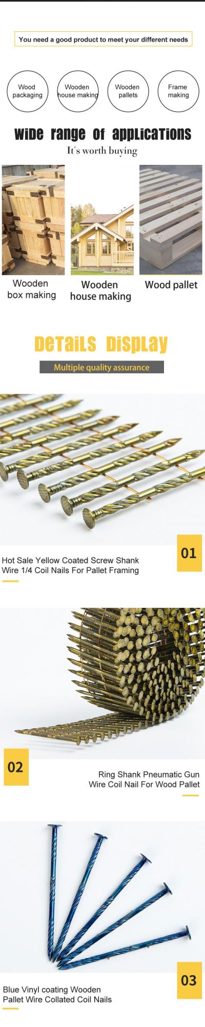 Pallet Coil Nail Iron Wire Coil Nails for Pneumatic Nailer Wooden Pallets Coil Nails