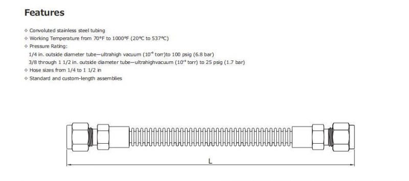 Stainless Steel Vacuum Bellows Metal Flexible Hose
