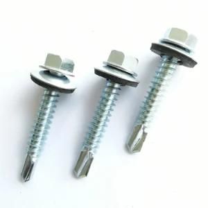 Hex Washer Head Self Drilling Screw with EPDM Washer Zinc Plated