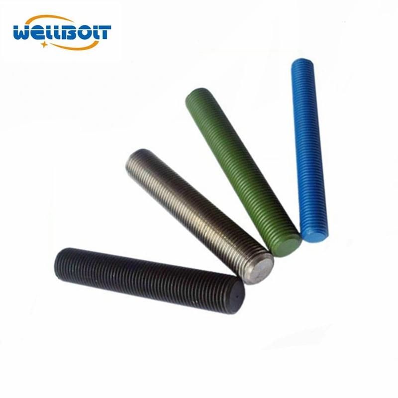 Zinc plated(Galv)/Black/HDG/Telflon coating/Stainless steel A2/4 (SS304/316)/ DIN975/DIN976/ A193 B7/B8/B8M/B16 Threaded Rod/Bar/Stud bolts with Hex Nut A194 2H