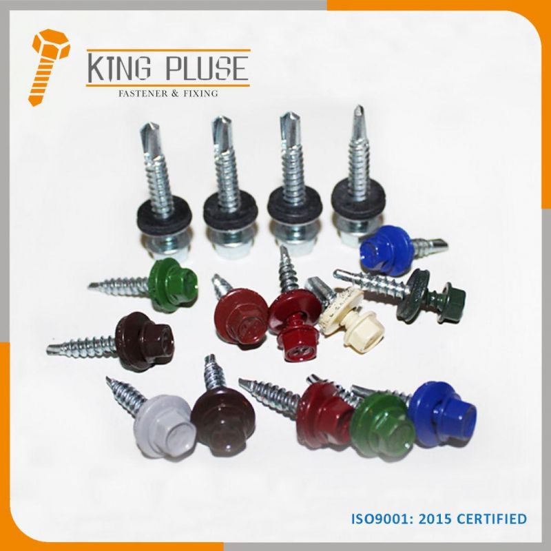 Roofing Screw/ Painted/Color Head/ Hex Washer Head Self-Drilling Screw #2 Point