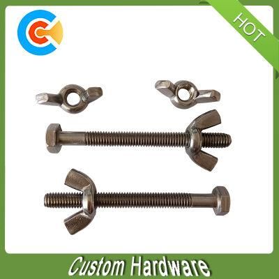 DIN/ANSI/BS/JIS Carbon-Steel/Stainless-Steel Cross Recessed Hexagon Stainless Steel Screw Butterfly Nut