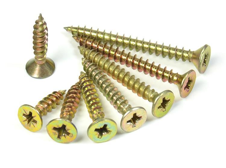 Good Quality Wholesale Fasteners Hardware Tools Yellow Zinc White Zinc Square Harden Countersunk Chipboard Screw for Wood and Construction
