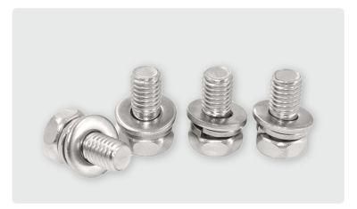 Stainless Steel Combination Screw GB9074 Outer Hexagon with Flat Spring Washer