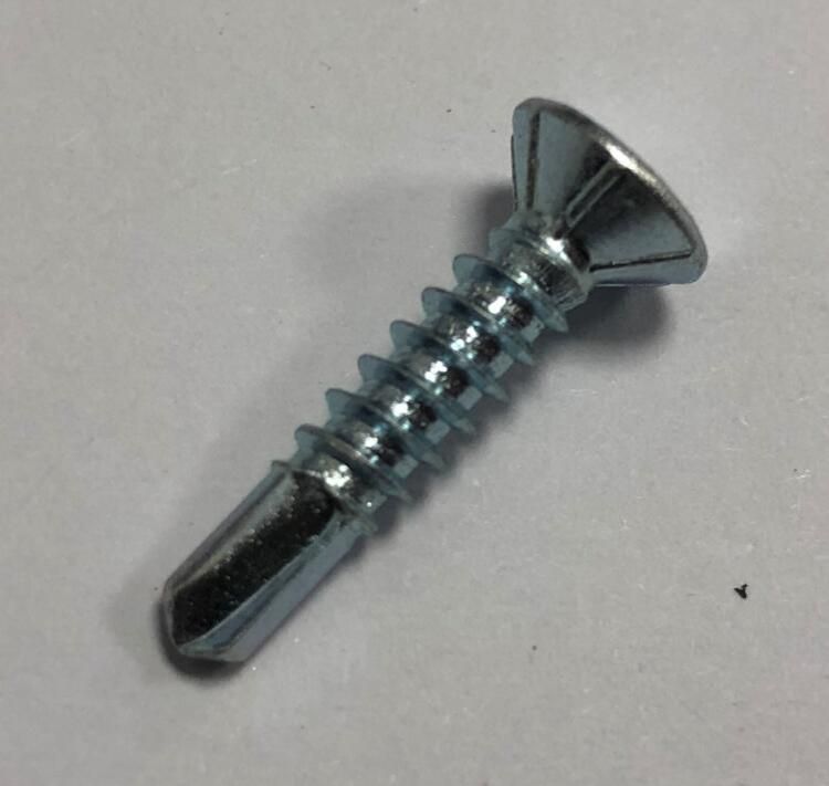 Self-Drill Screw Flat Head with 6 Nibs for PVC Window Zinc Plated