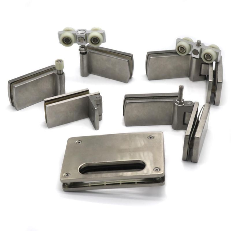 Frameless Glass Folding Door Partition Stainless Steel Patch Fitting Set