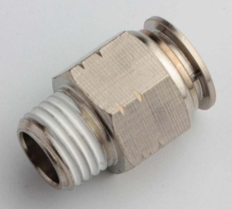 Xhnotion Pneumatic Push to Connector Nickel Plated Brass 1/8′′ Thread Male Straight Push-in Fitting