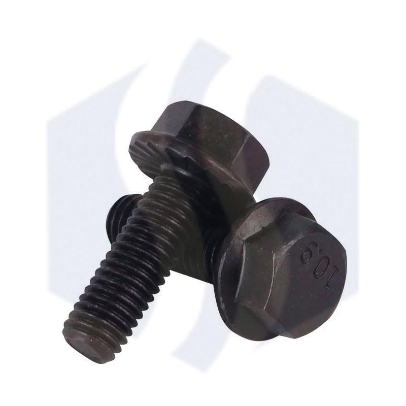 Army Green Carbon Steel 8.8 Grade Concave Groove Recess Hex Flange Bolt /DIN6921 Without Serration