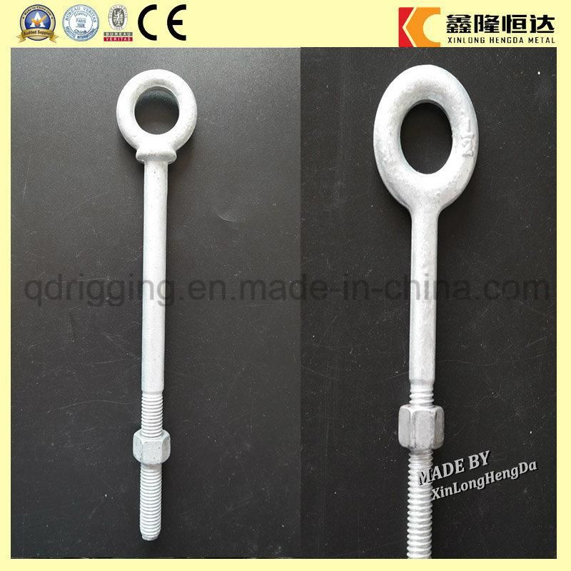Galvanized Carbon Steel Long Eye Bolt with Nut