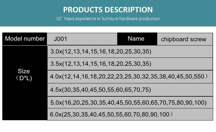Flat Head Self Drilling Chipboard Screw Hardware