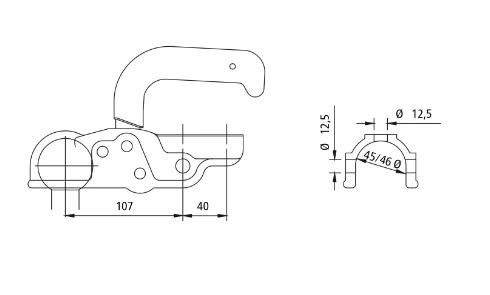 Ball Coupling Ww 150 - Rg, for Towing Balls Ø 50 mm, Drawbar Ø 70 mm, Trailer Load 1500 Kg