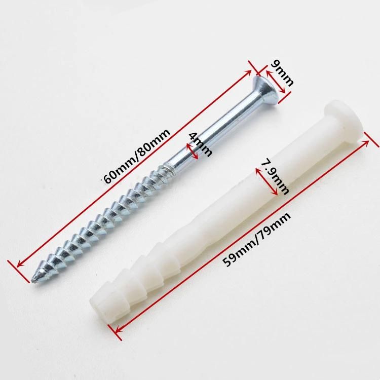 Plastic Expansion Plug with Set Screw Nail Hanging Cabinet Pull-out Screw Cabinet Fixing Screw