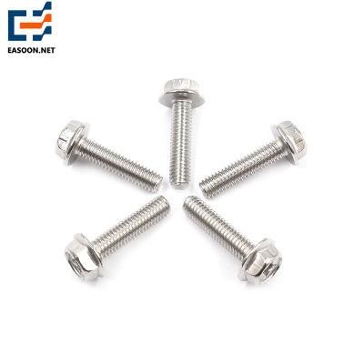 Stainless Steel 304 316 Knurled Flange Bolt Hex Flange Bolt with Serrated Lock Cross Slotted Hex Flange Bolt M8 M12