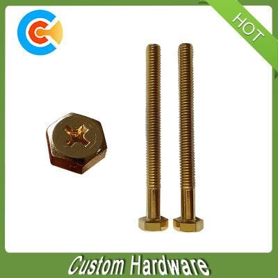 Gold Cross Recessed Hexagon Head Half Thread Screw