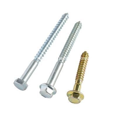 Blue Zinc Plated Steel Hex Head Coach Wood Screw DIN571