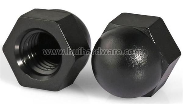 Black/White Domed Nylon Cap Nut Acorn Nut